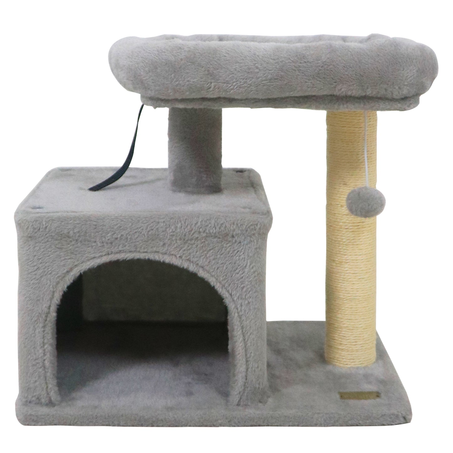 Small Cat Tree with Large Padded Plush Perch for Indoor Cats-Beige