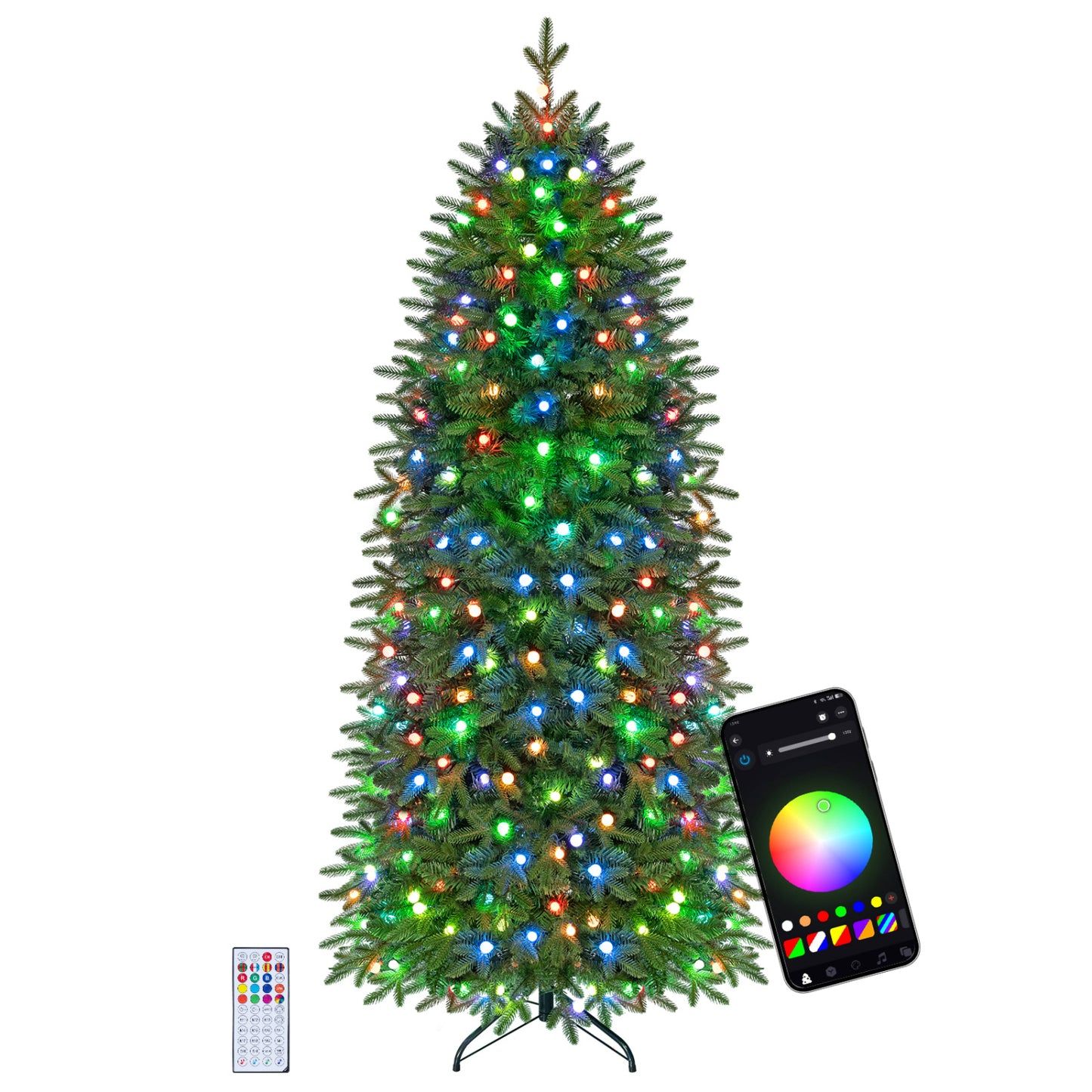 Smart Pencil Christmas Tree with 220 Pre-Lit RGB LED Lights-M