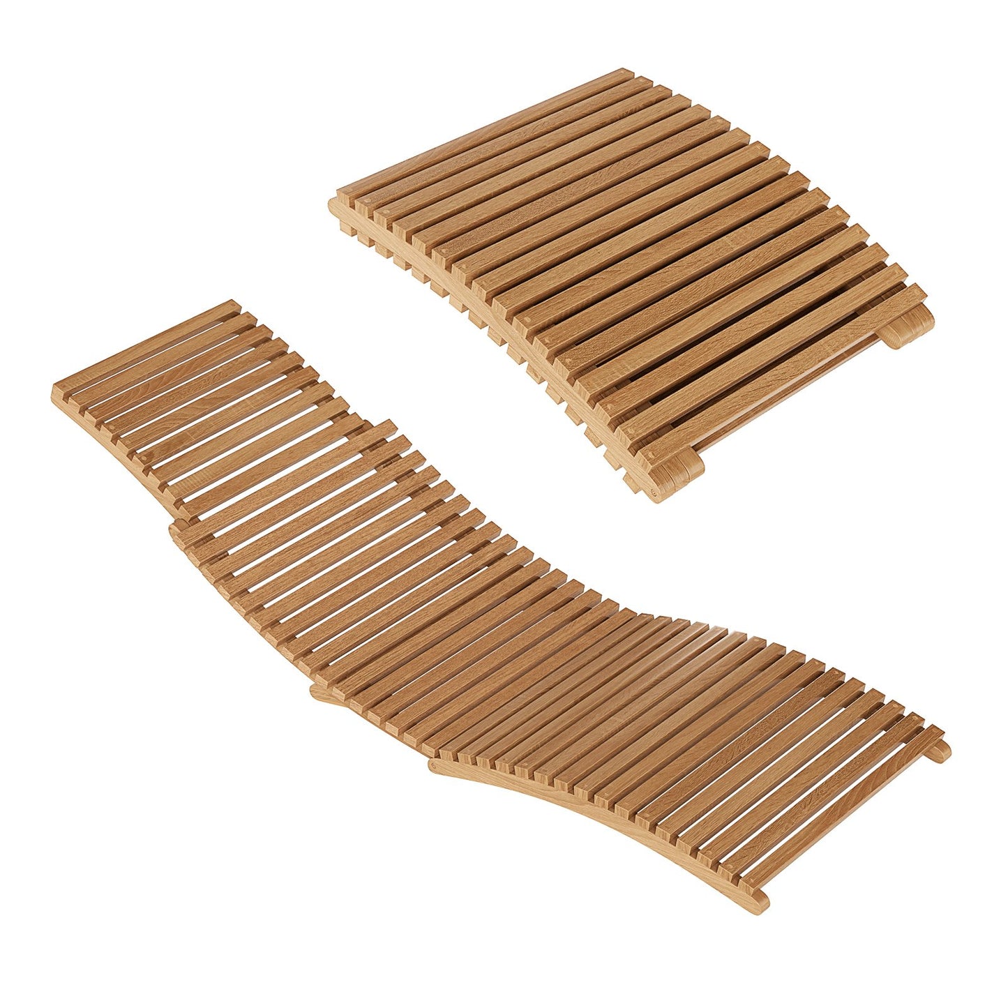 Teak Wood Patio Folding Chaise Lounge Chair with Slatted Seat-2