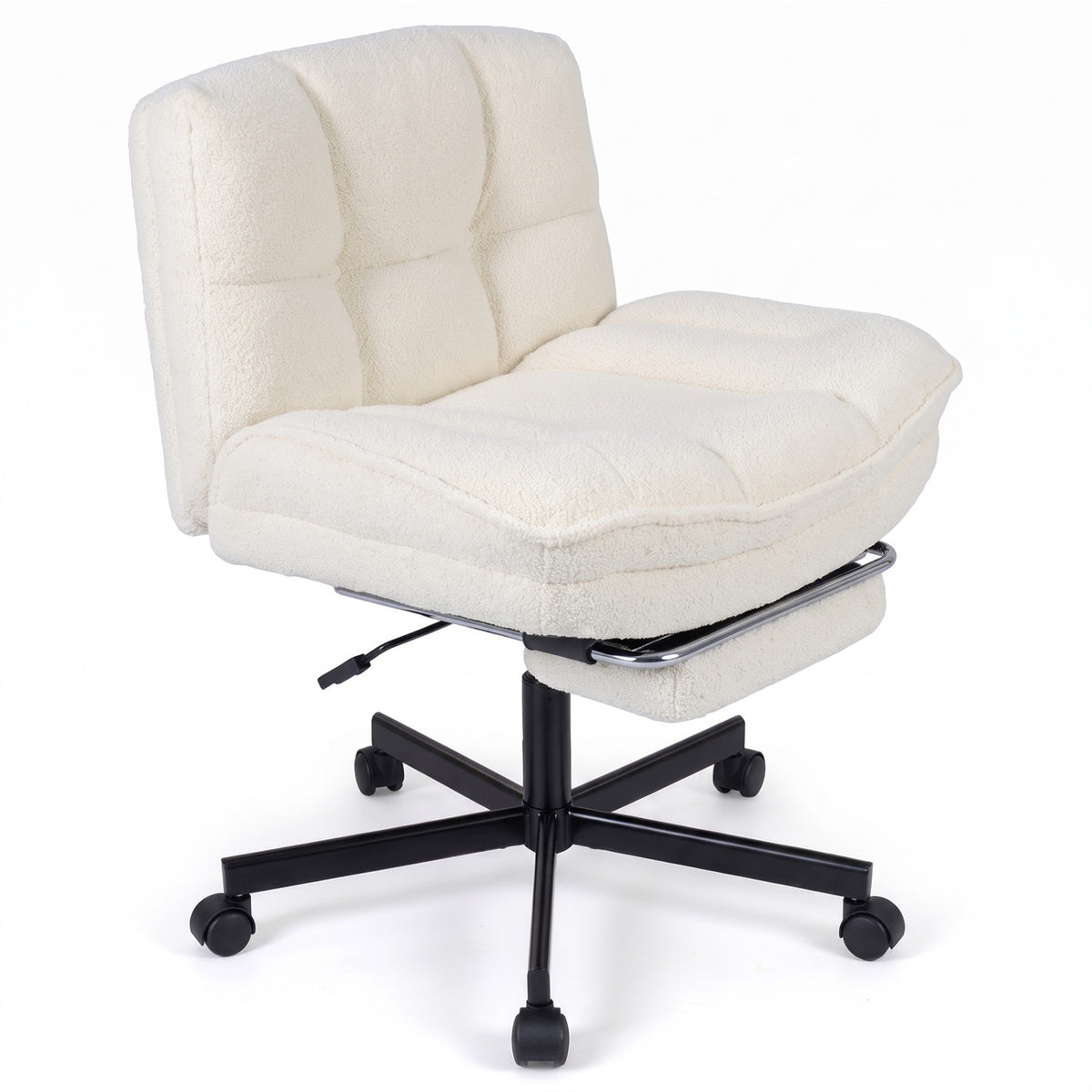 Teddy Plush Office Chair with Footrest and Adjustable Height for Home Office-Gray
