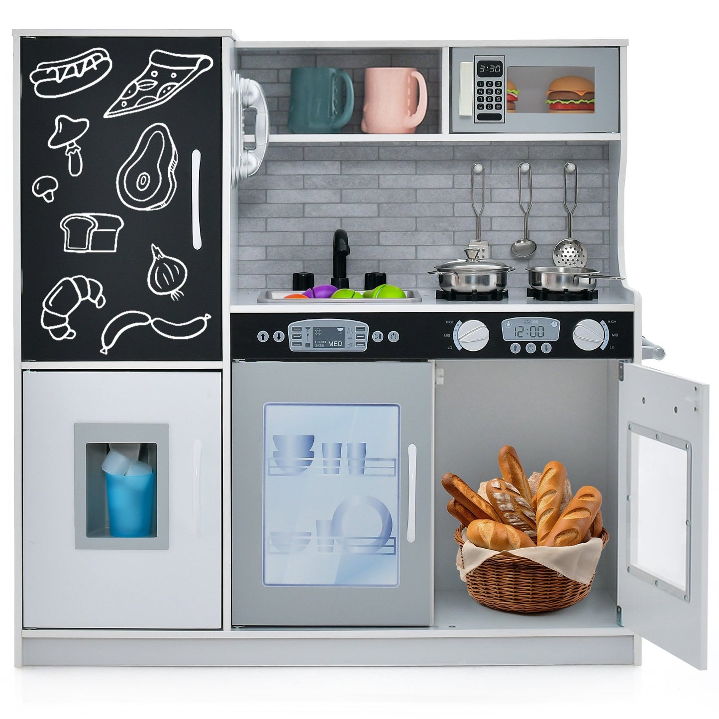 Toddler Pretend Play Kitchen for Boys and Girls 3-6 Years Old-Black