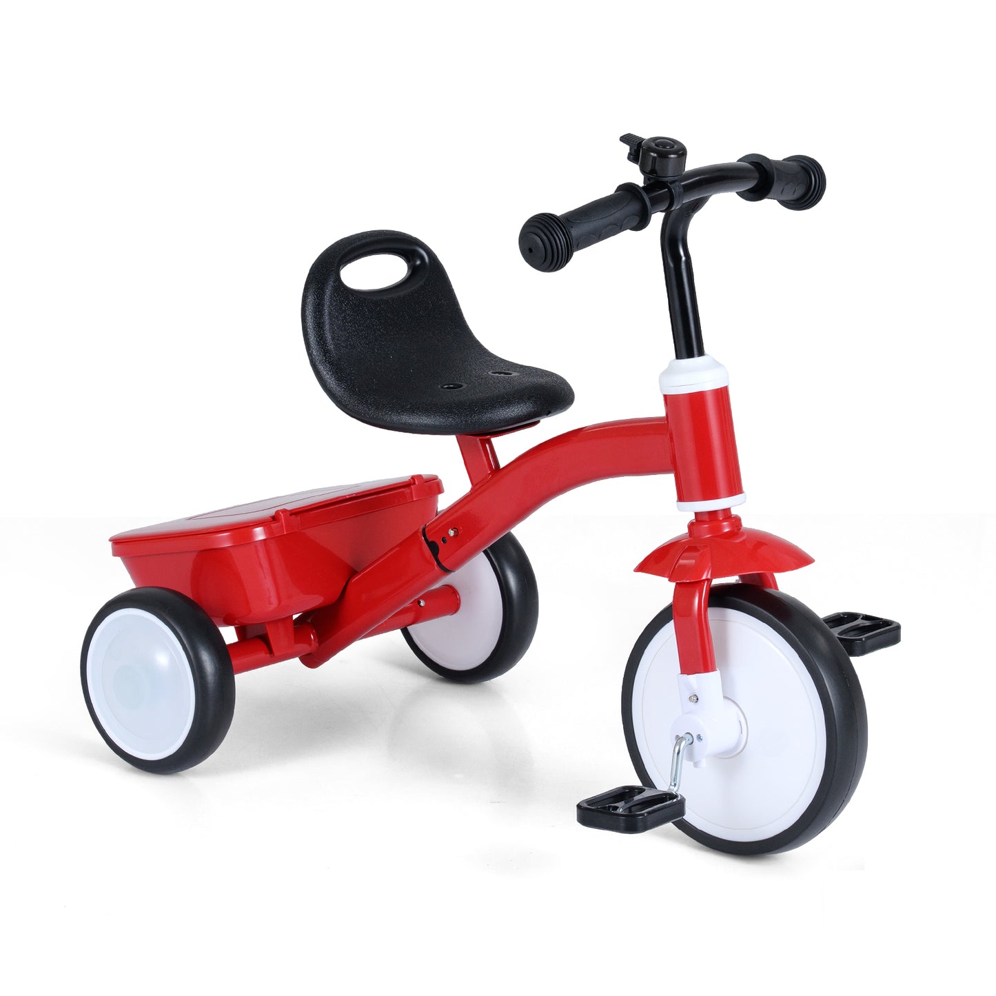 Toddler Tricycle with Glowing Wheels and 4-Level Adjustable Seat