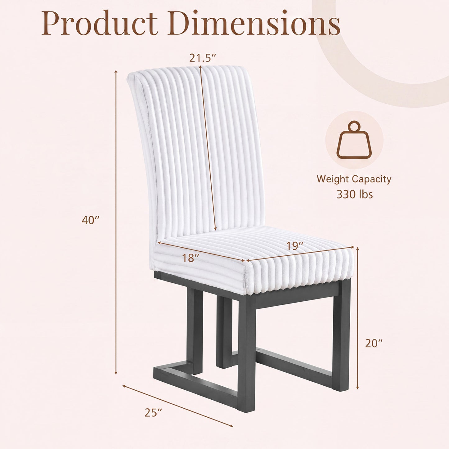 Upholstered Dining Chairs Set of 2 with Rubber Wood Legs and Padded Seat for Dining Room-Beige