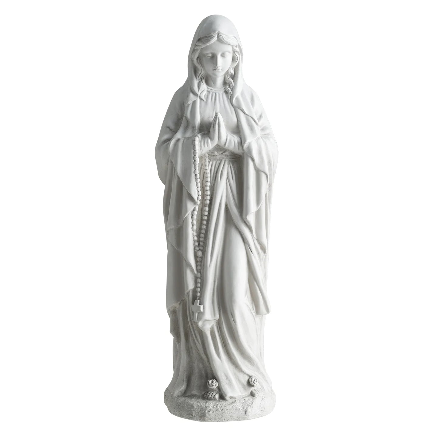 Virgin Mary Statue 29.5 inch Tall Outdoor Religious Sculpture-Gray