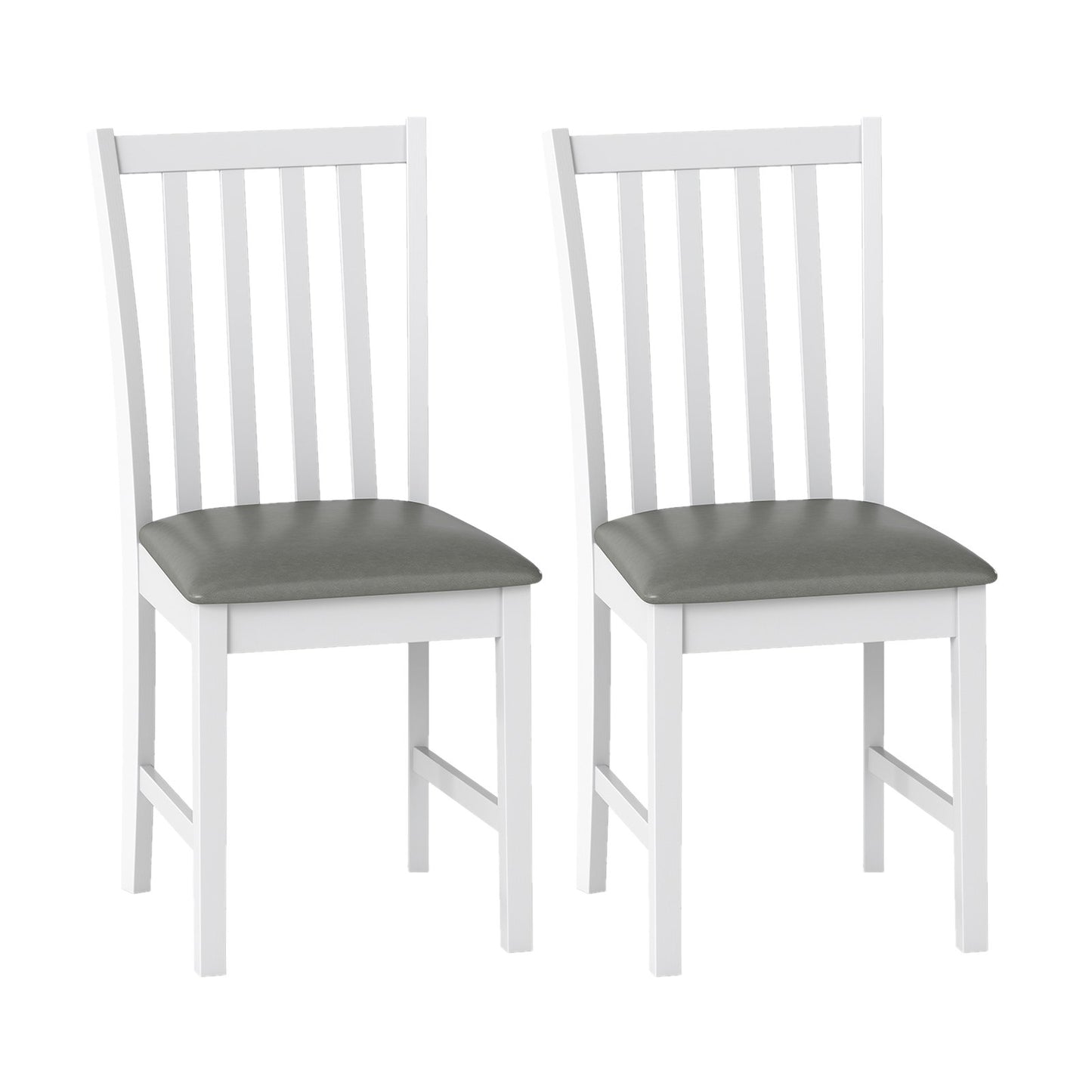 Wooden Dining Chair Set of 2 with Rubber Wood Frame and Padded Seat-Brown
