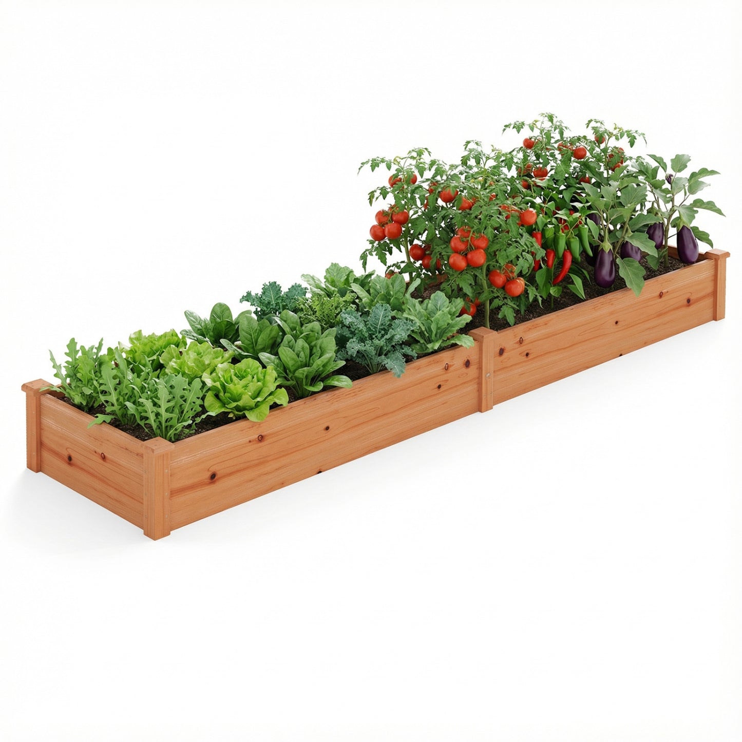 Wooden Vegetable Raised Garden Bed for Backyard Balcony Patio-Brown
