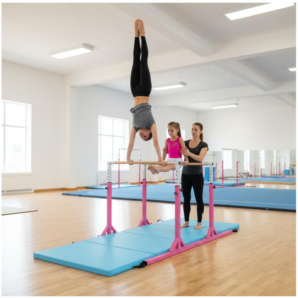 Yoga Set: 4-Panel Gymnastics Mat + Gymnastic Training Parallel Bars