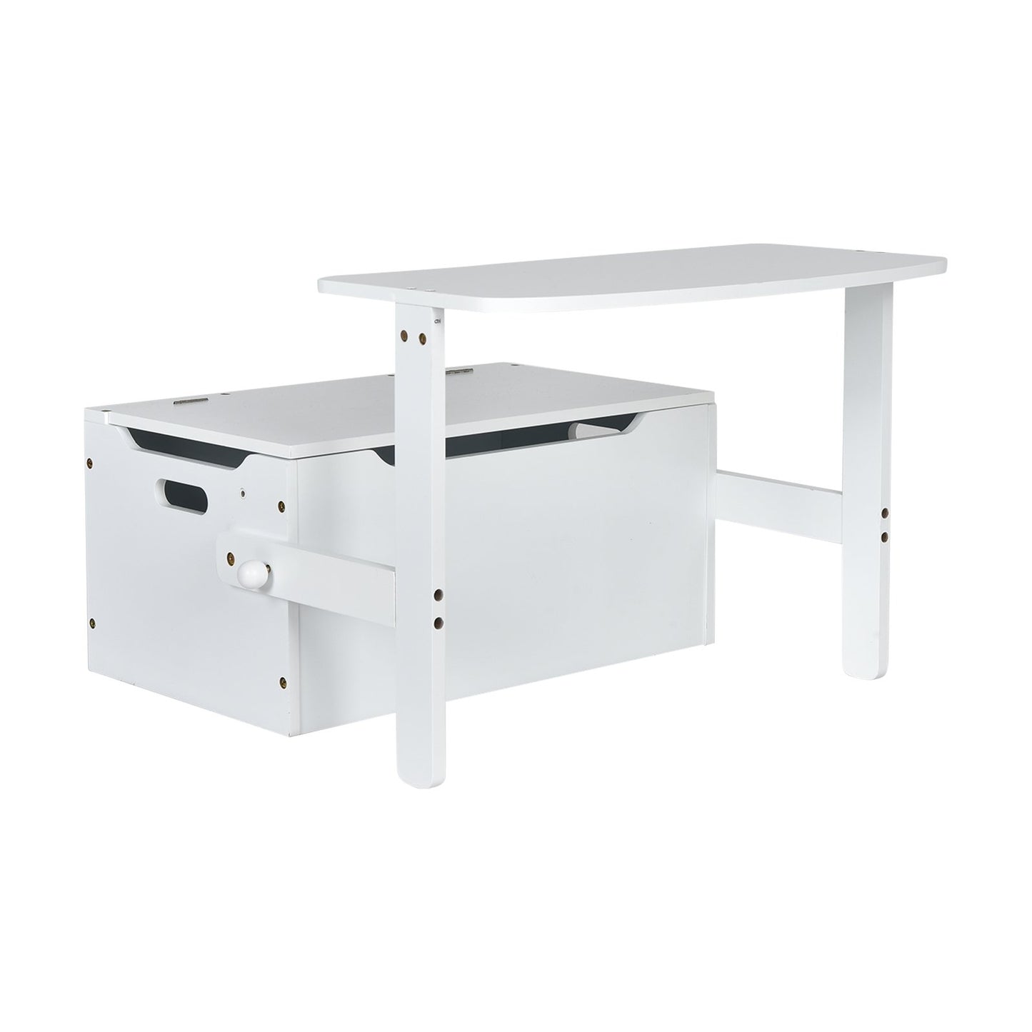 3-in-1 Kids Convertible Storage Bench Wood Activity Table and Chair Set-Gray