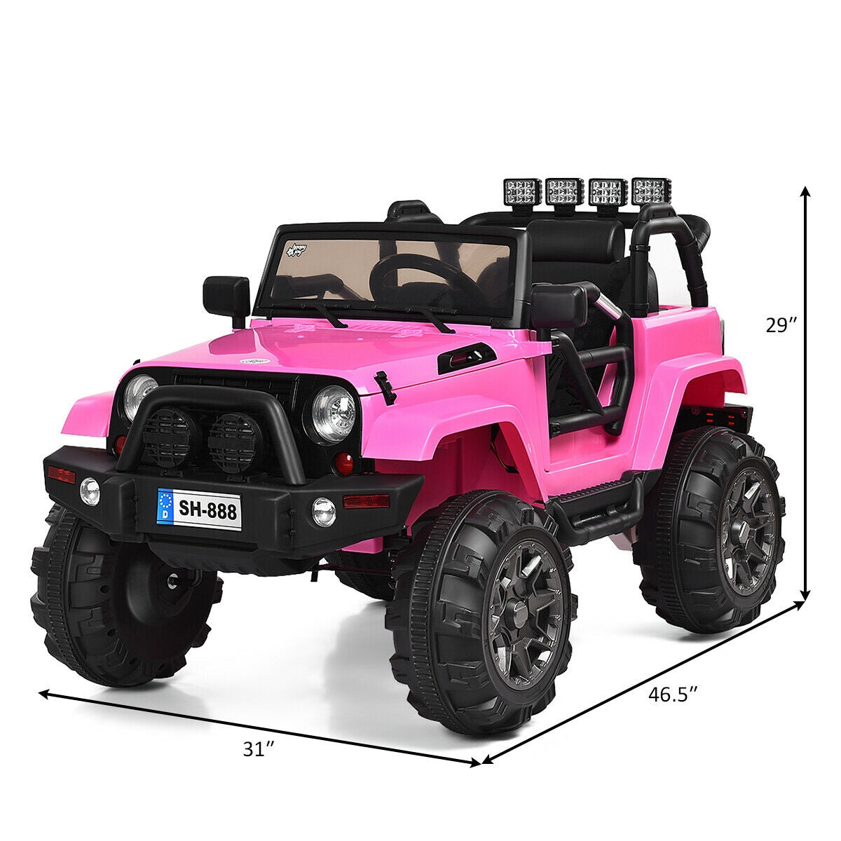 12V Kids Remote Control Riding Truck Car with LED Lights-Pink