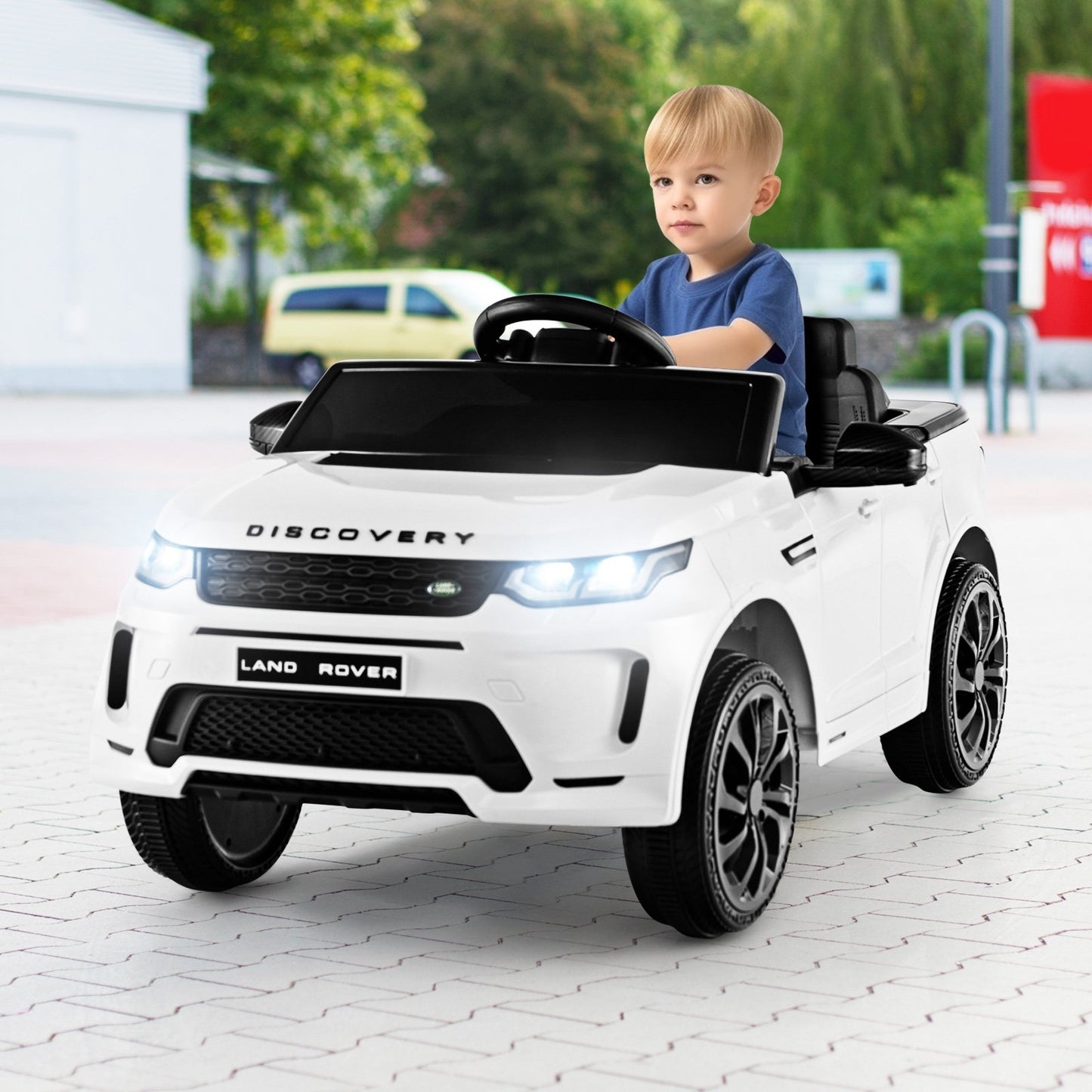 12V Kids Ride On Car with Remote Control Lockable Doors Slow Start System and LED Lights-Black