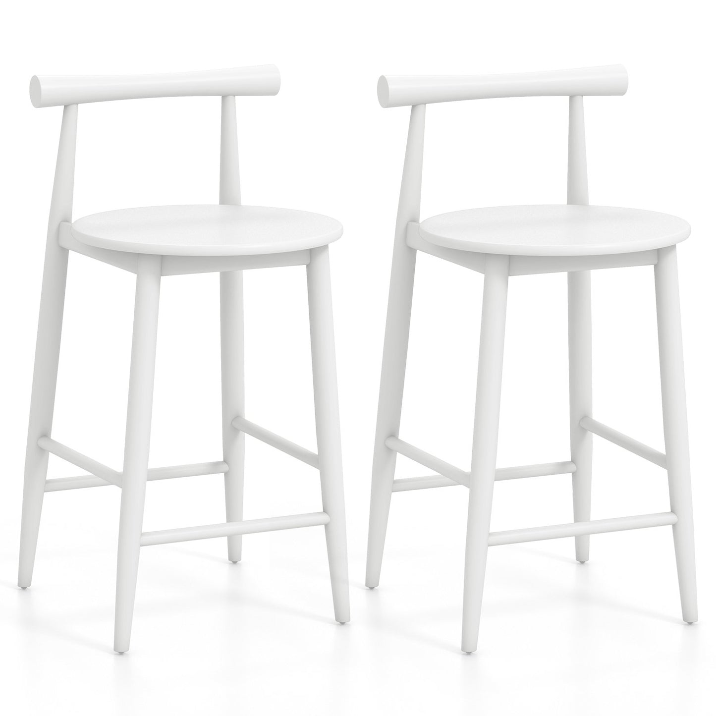 Counter Height Bar Chair Set with Acacia Wood Frame and Supporting Legs-Brown