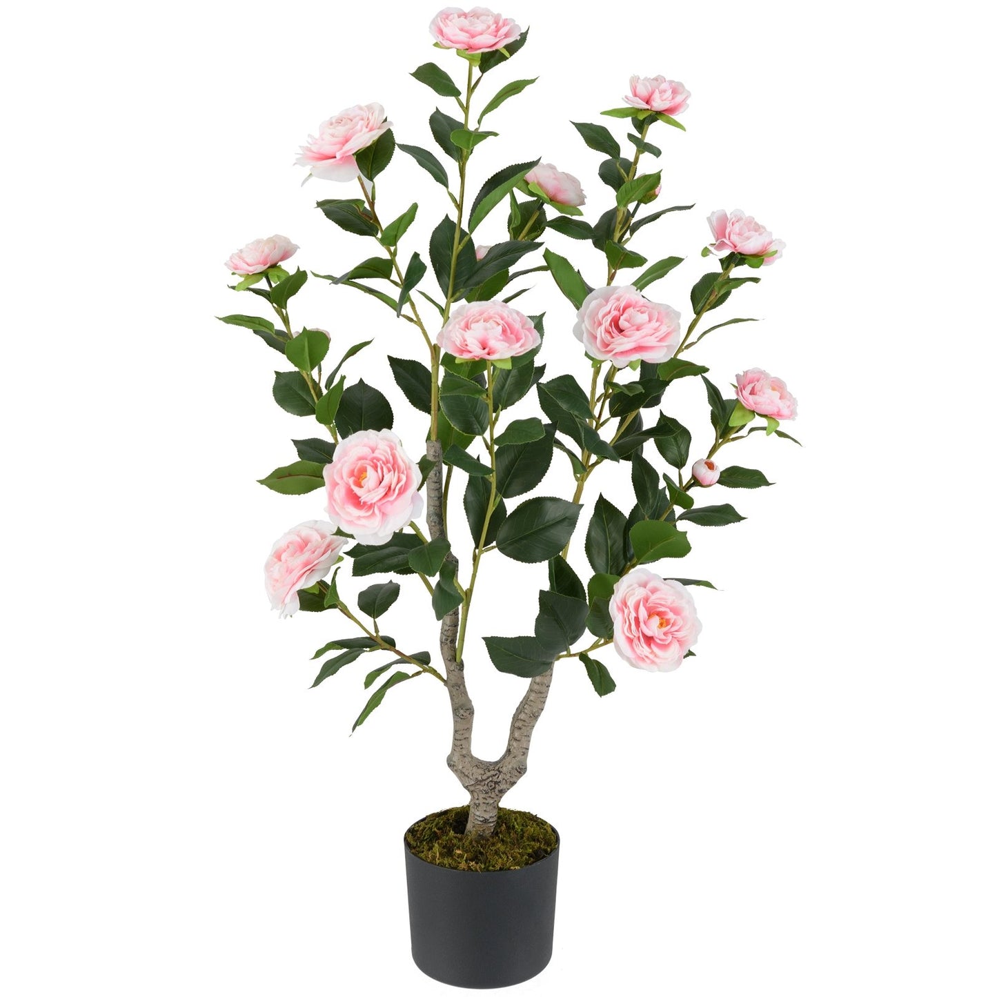 36 Inch Artificial Camellia Tree with Blooming Flower 1 Pack-Orange