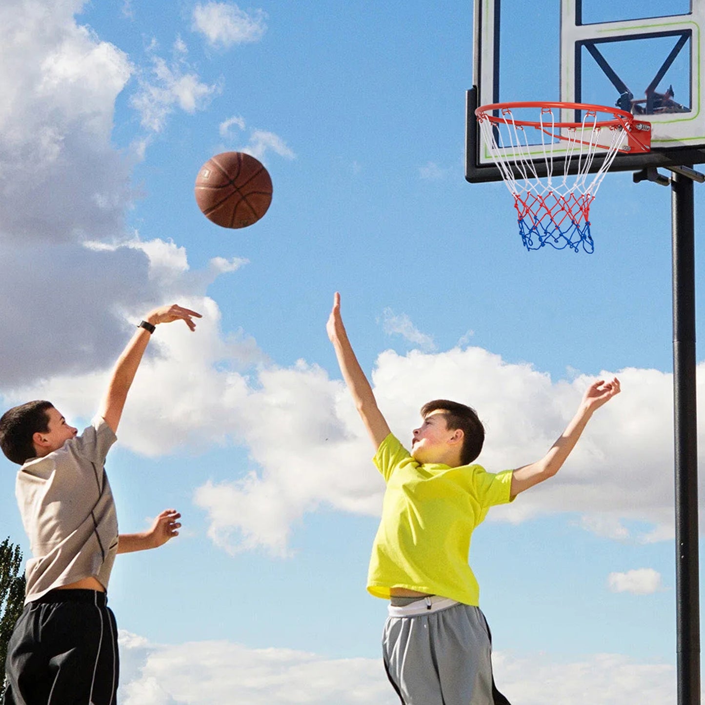 18 Inch Basketball Rim Goal Replacement with All Weather Net and Mounting Hardware-Black