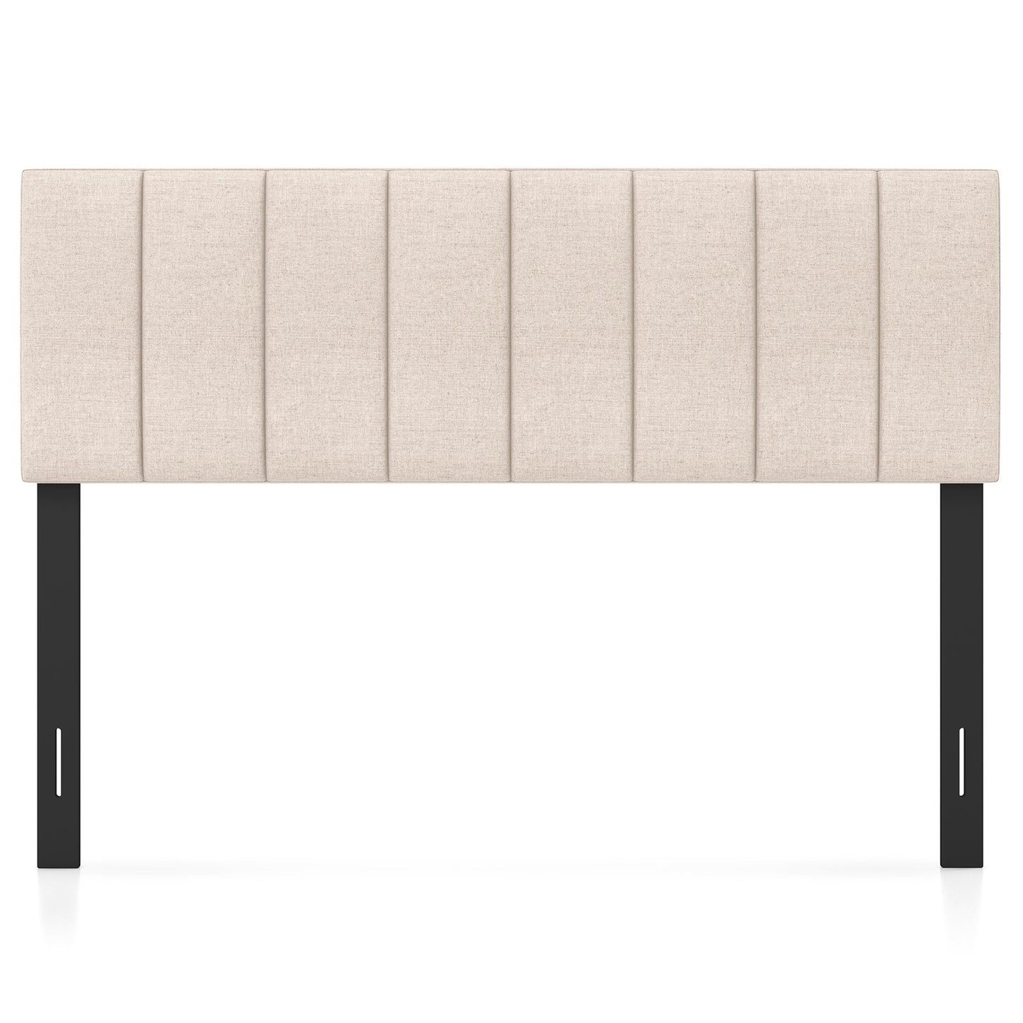 Linen Upholstered Headboard with Solid Wood Legs and Adjustable Width-Beige