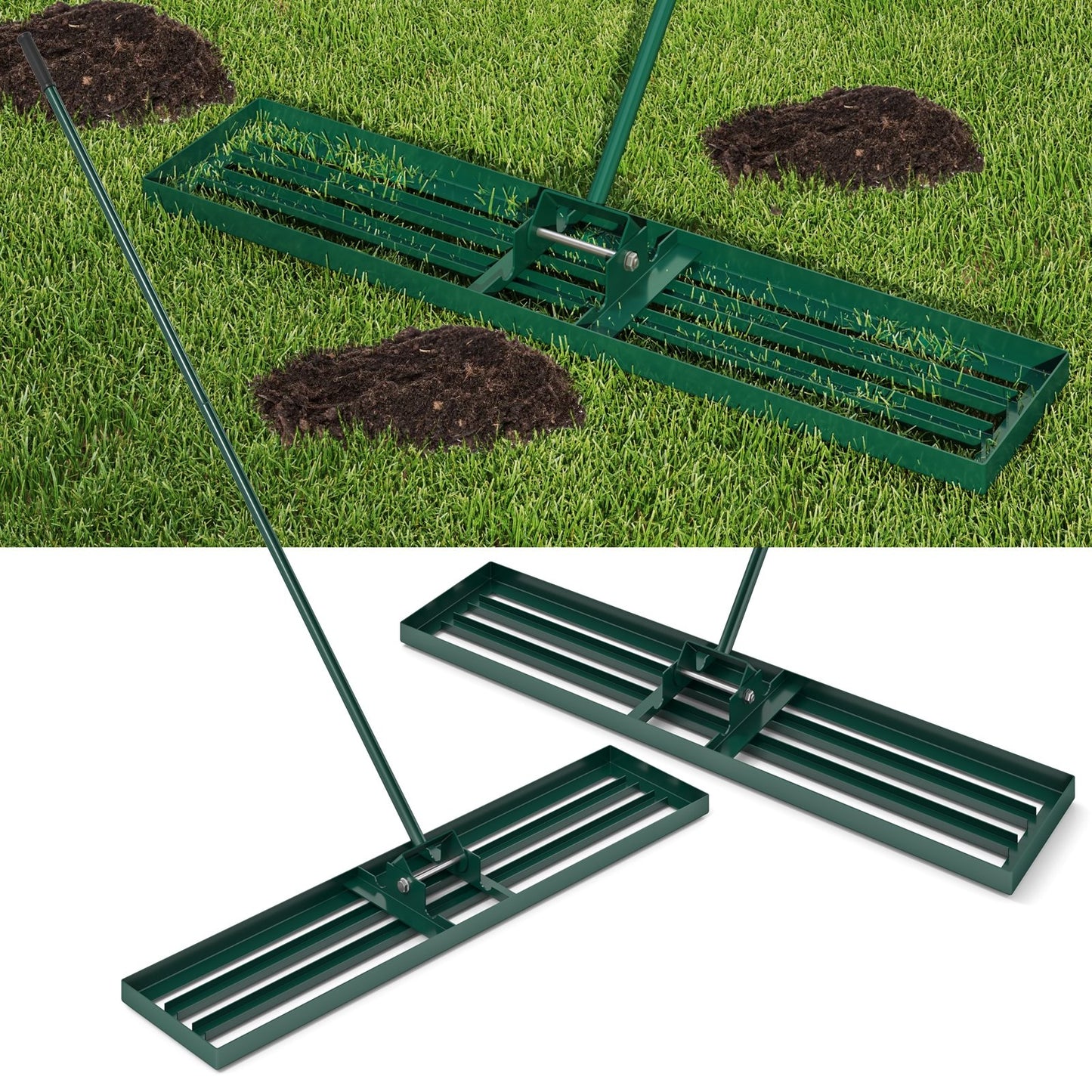 Lawn Leveling Rake 46 x 10 Inch Heavy Duty Lawn Level Tool for Soil-Black