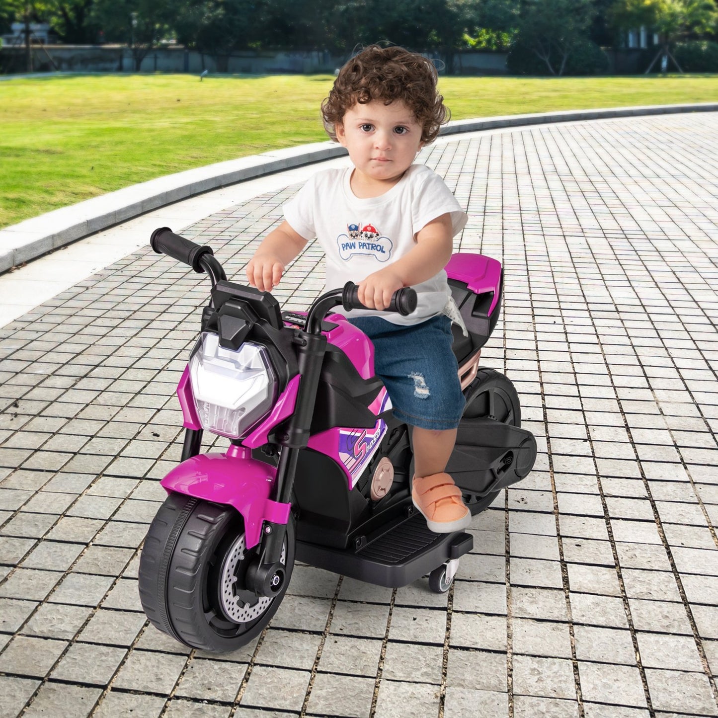 Kids Ride-on Motorcycle 6V Battery Powered Motorbike with Detachable Training Wheels-Blue