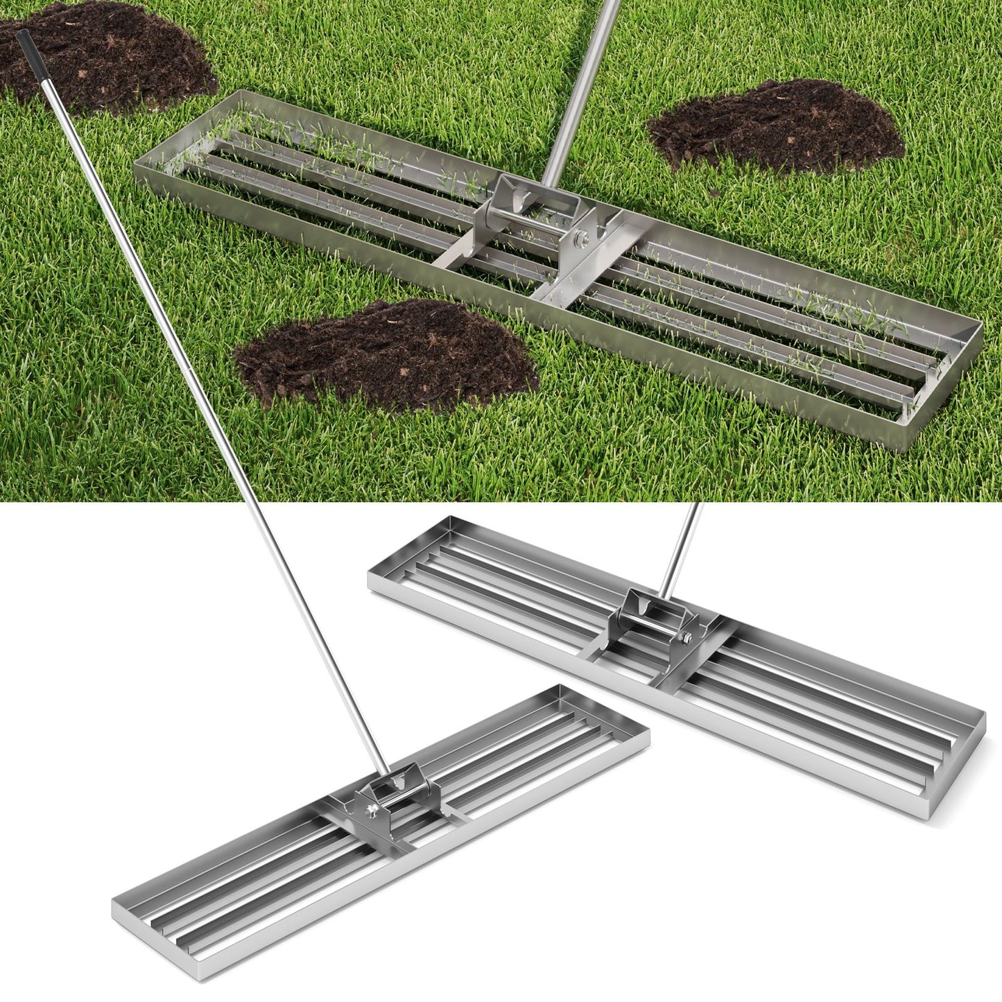 Lawn Leveling Rake 46 x 10 Inch Heavy Duty Lawn Level Tool for Soil-Black