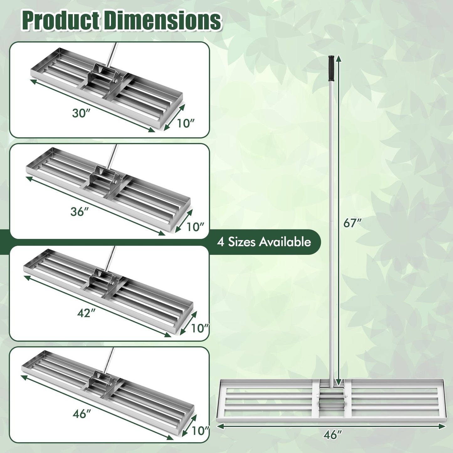 Lawn Leveling Rake 46 x 10 Inch Heavy Duty Lawn Level Tool for Soil-Black
