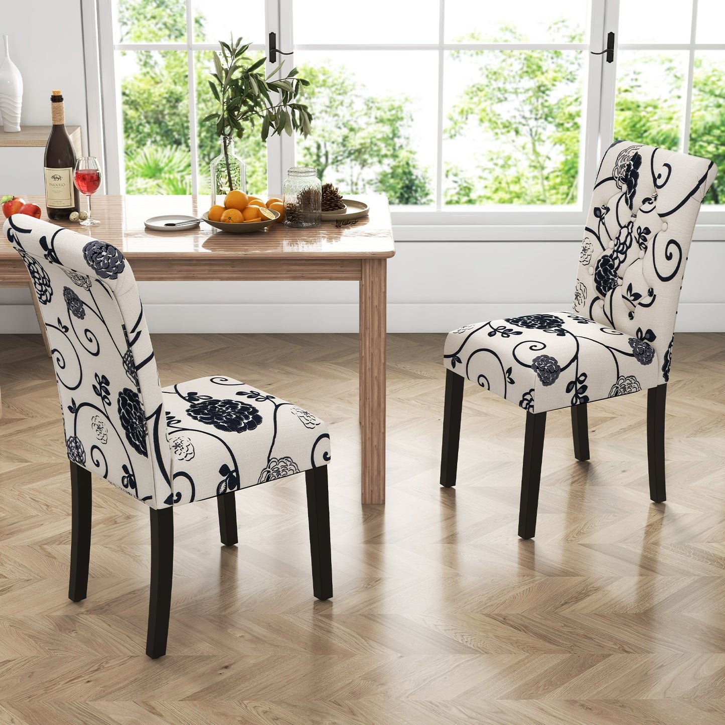 Set of 2 Tufted Dining Chair-Beige