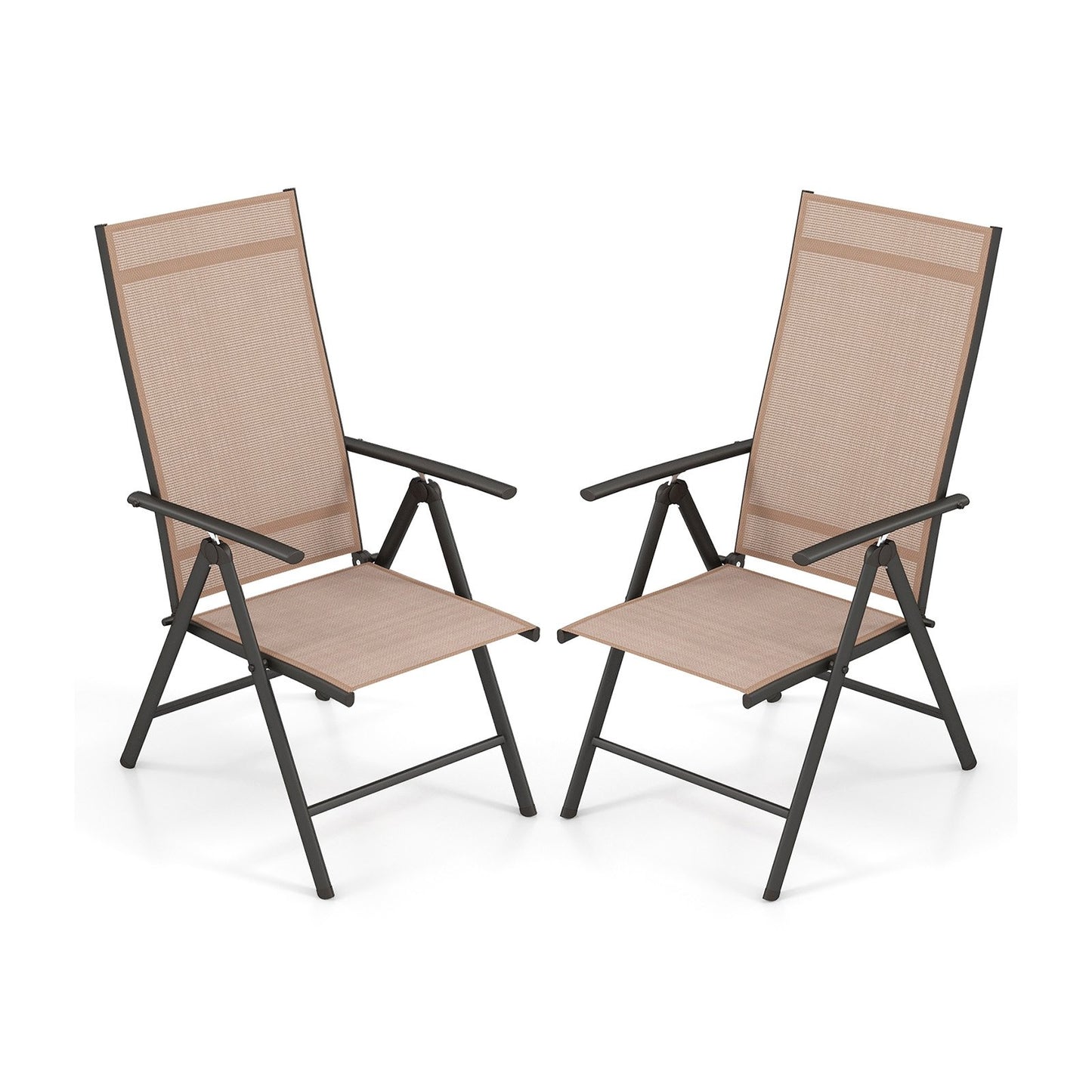 1 Piece Patio Folding Dining Chairs with 7-Level Adjustable High Backrest-Black