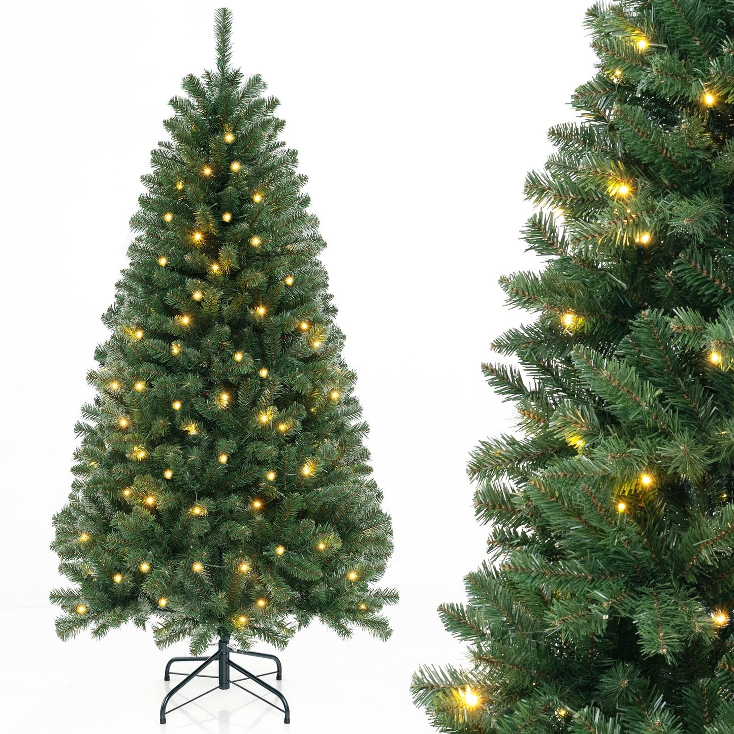 6/7/8 FT Artificial Christmas Tree with 568/830/1182 Branch Tips and 200/250/400 Warm White LED Lights-L