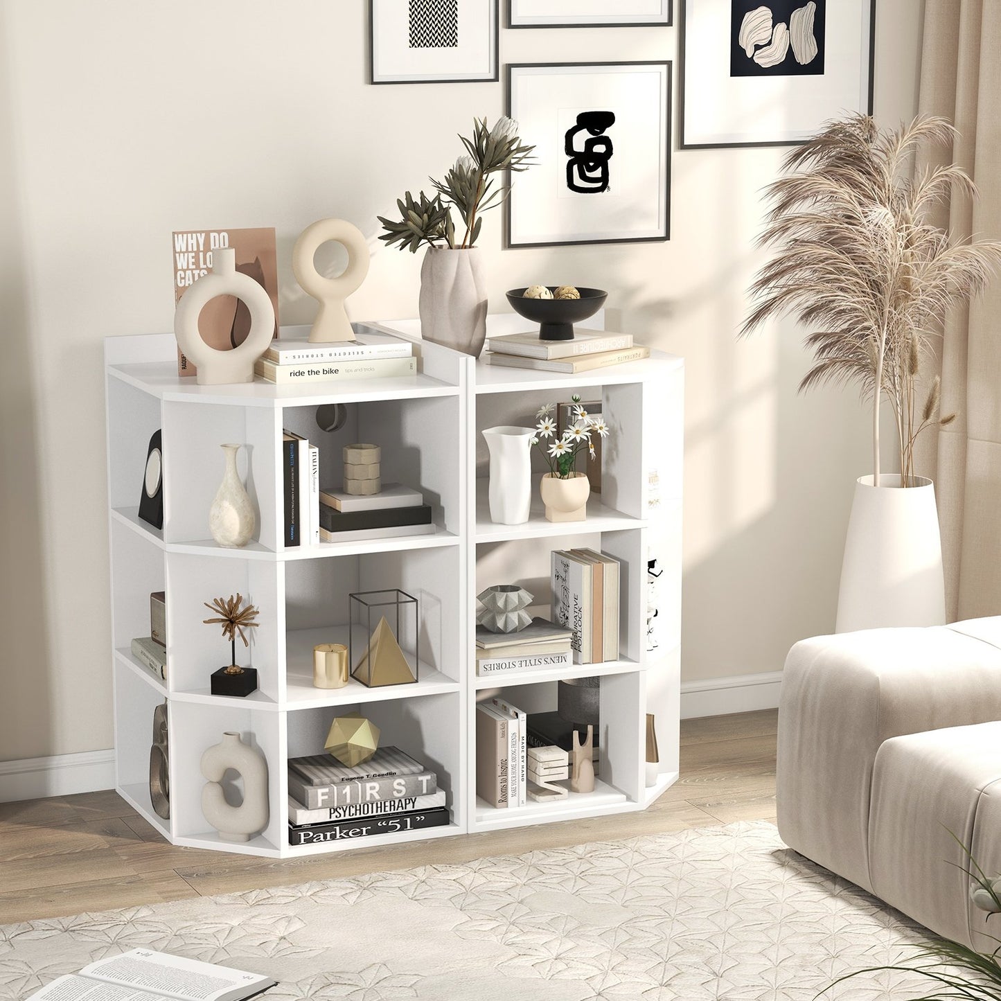 3-Tier Corner Cabinet with Charging Station for Bedroom-Gray