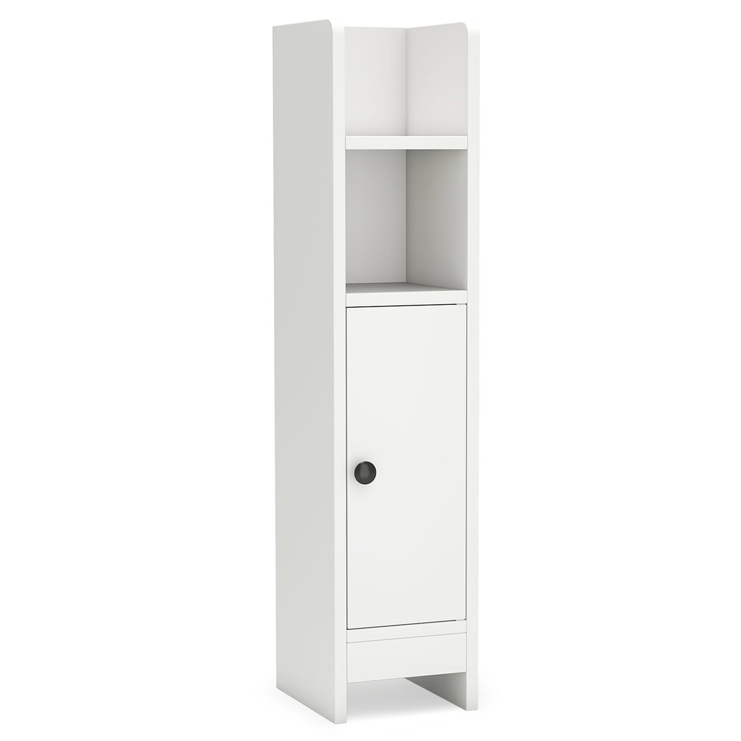 Bathroom Slim Cabinet Corner with Door and Adjustable Shelf-Black