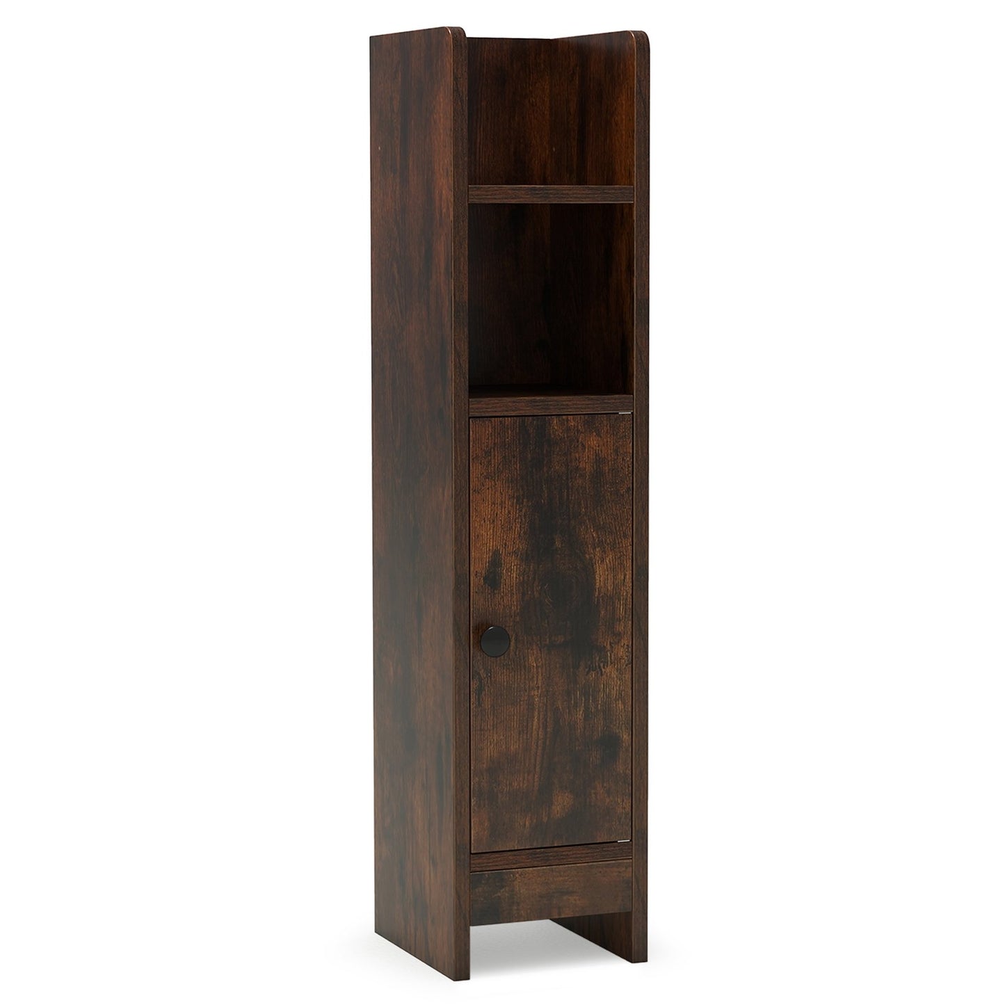 Bathroom Slim Cabinet Corner with Door and Adjustable Shelf-Black