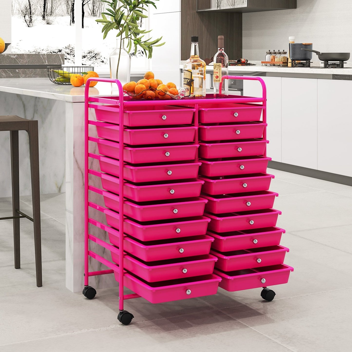 20 Drawers Rolling Storage Cart Studio Organizer-Beige