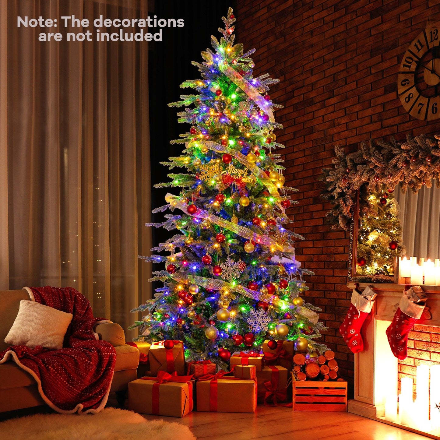7.5 Feet Pre-Lit Artificial Christmas Tree with Warm White LED Lights