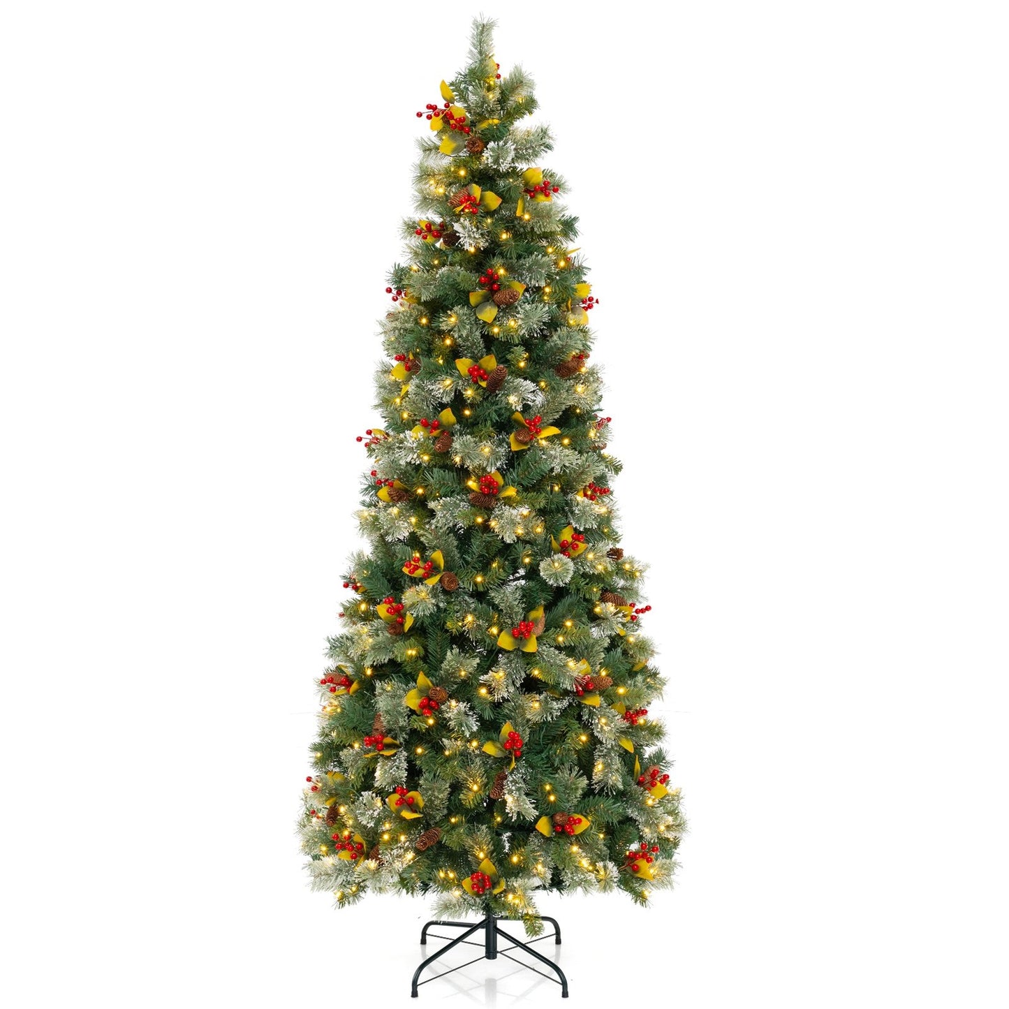 5/7.5/9 FT Pre-Lit Artificial Christmas Tree with 453/1096/1416 PVC and Pine Needles-S