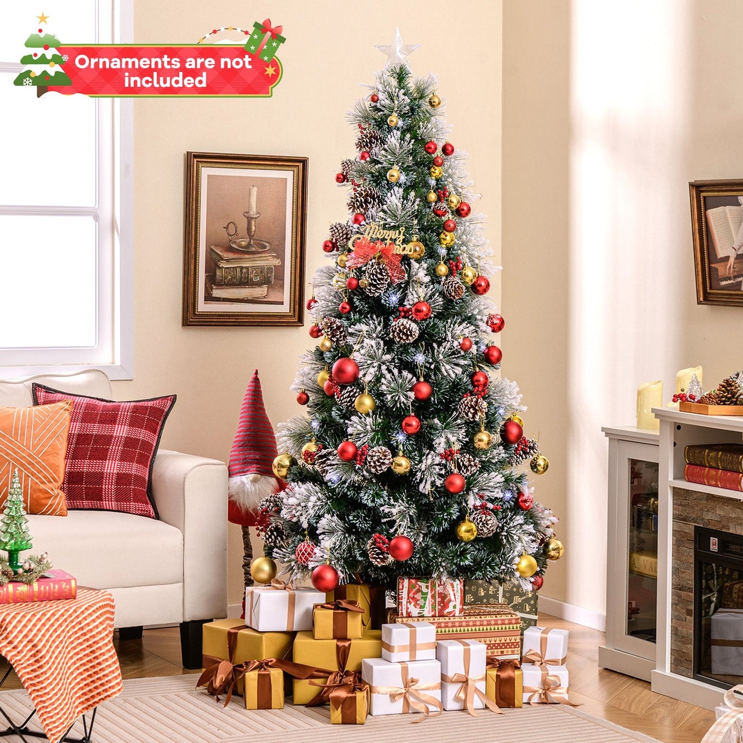 5 FT Flocked Christmas Tree with 8 Lighting Modes