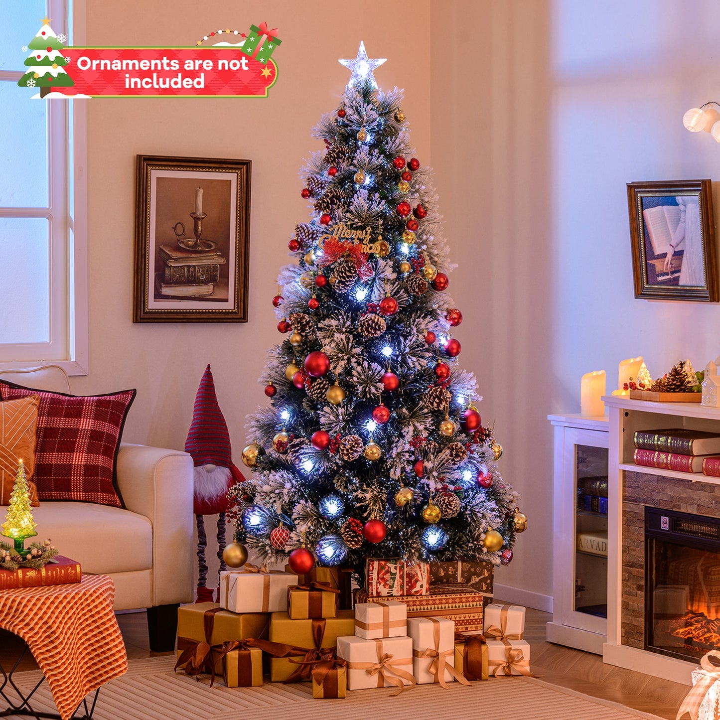 5 FT Flocked Christmas Tree with 8 Lighting Modes