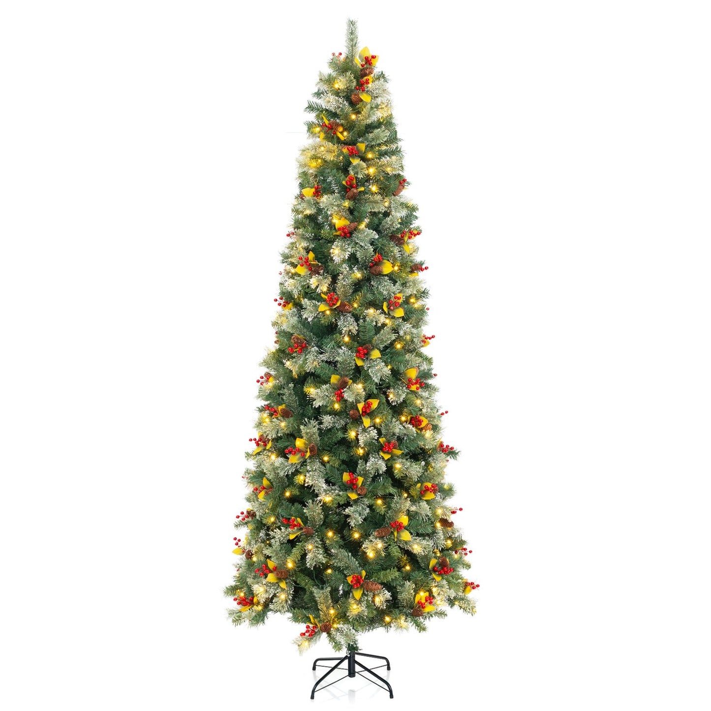 5/7.5/9 FT Pre-Lit Artificial Christmas Tree with 453/1096/1416 PVC and Pine Needles-S
