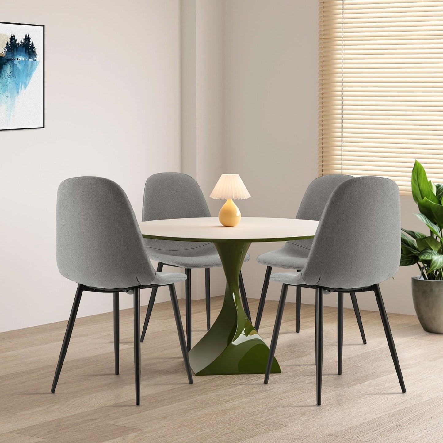 Dining Chairs Set of 4 with Black Metal Legs-Gray