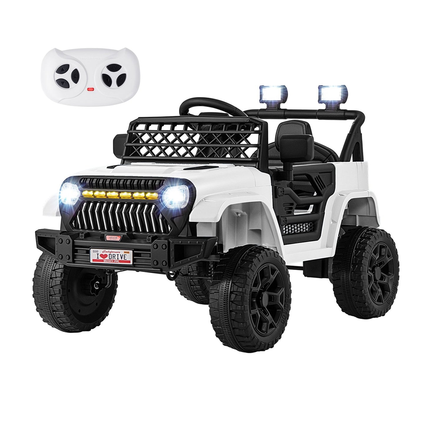 12V Kids Ride on Truck Car with Parental Remote and Music Player-Black