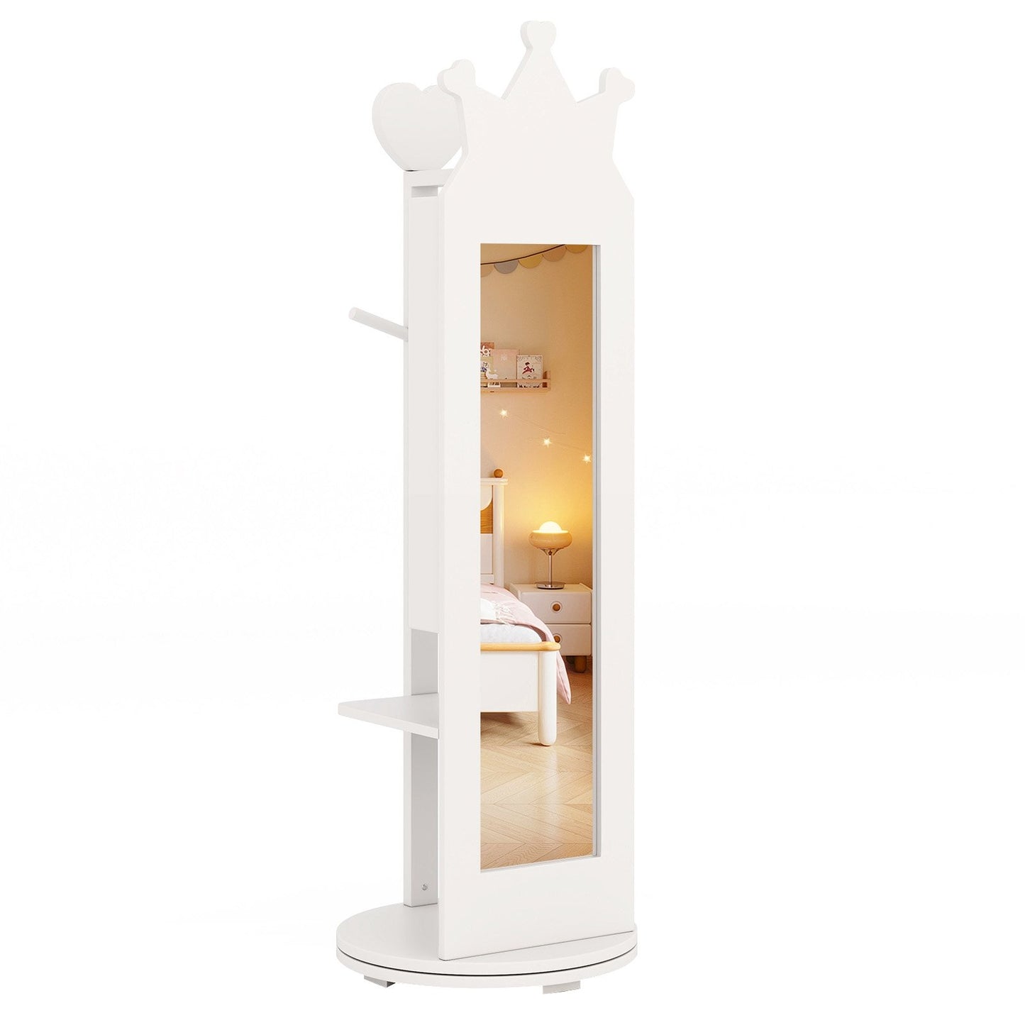 Free-Standing Full Length Mirror Kids Jewelry Armoire Cabinet-Pink