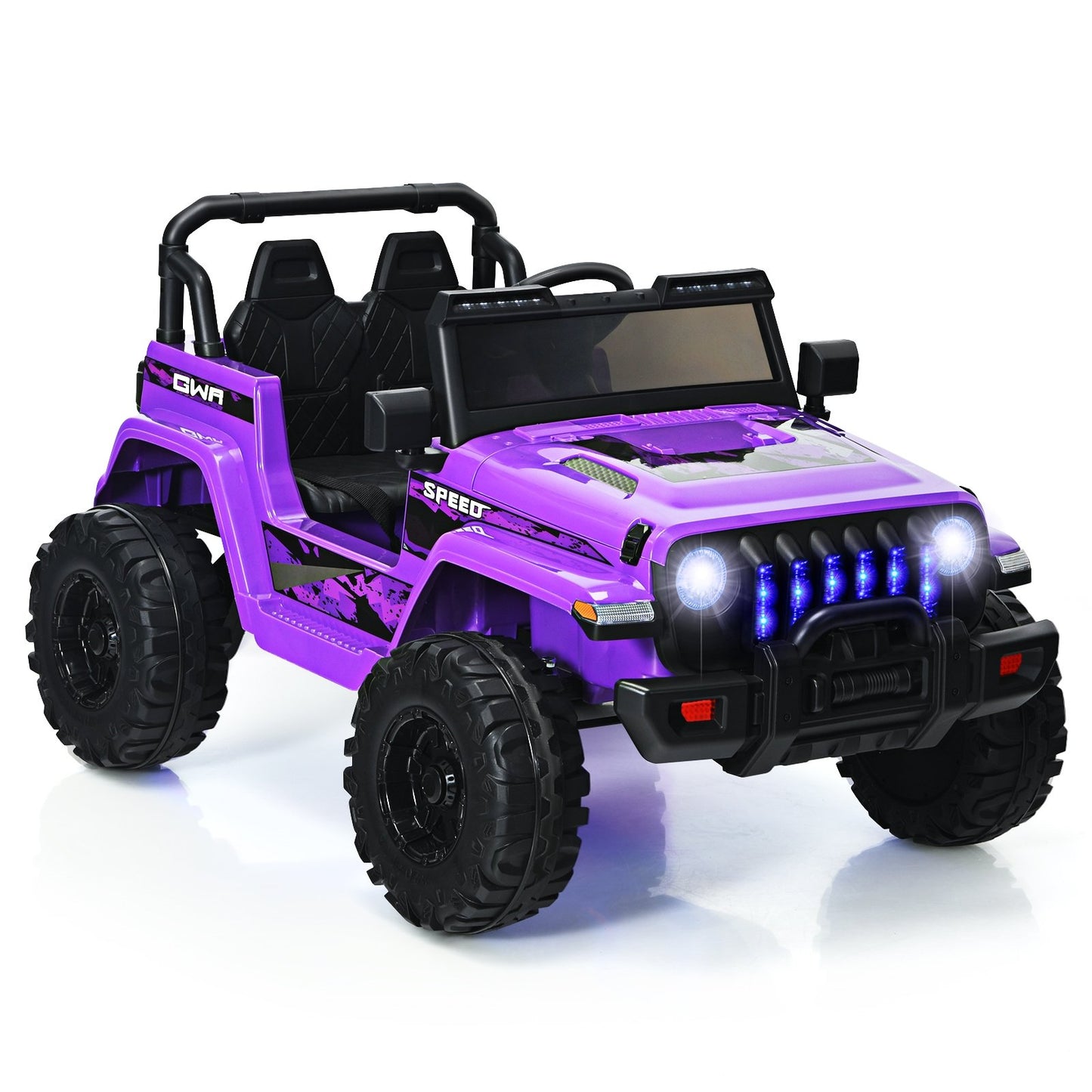 12V Kids Ride-on Jeep Car with 2.4 G Remote Control-Solid Black