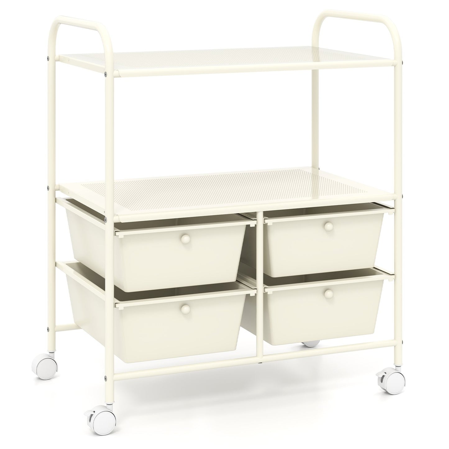 4 Drawers Shelves Rolling Storage Cart Rack-Black
