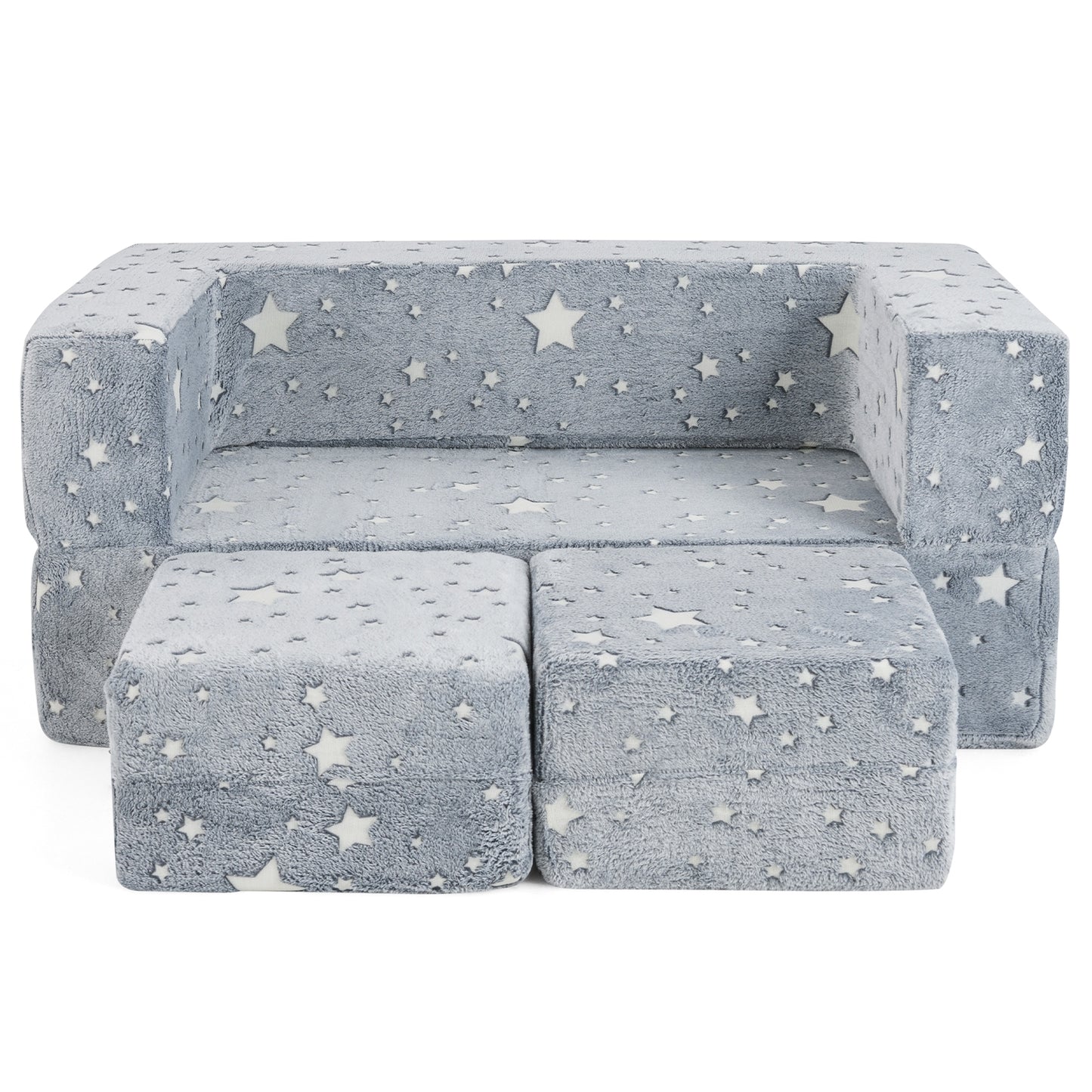 2 Seater Kids Play Couch with Removable and Machine Washable Flannel Cover-Color