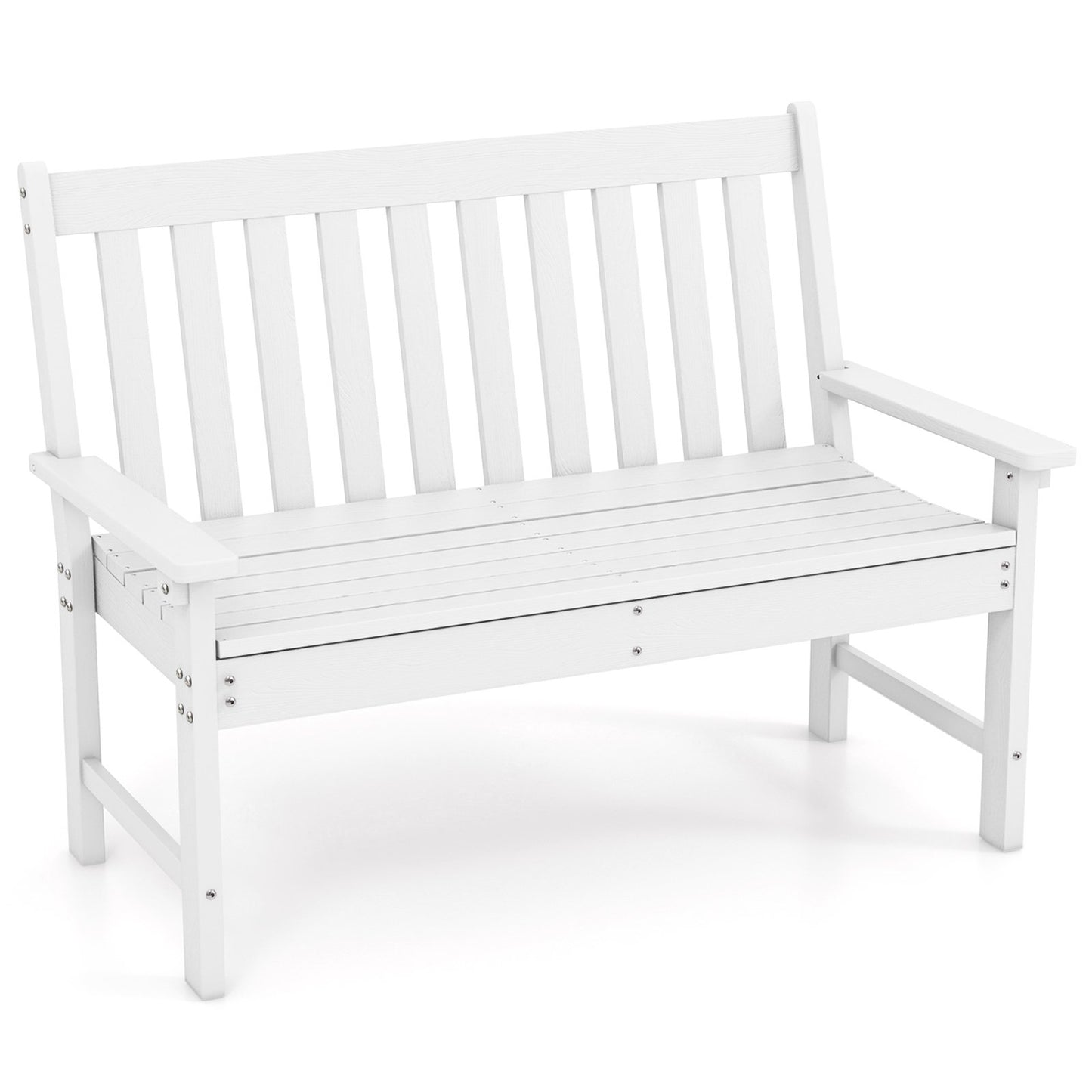 52 Inch All-Weather HDPE Outdoor Bench with Backrest and Armrests-Black