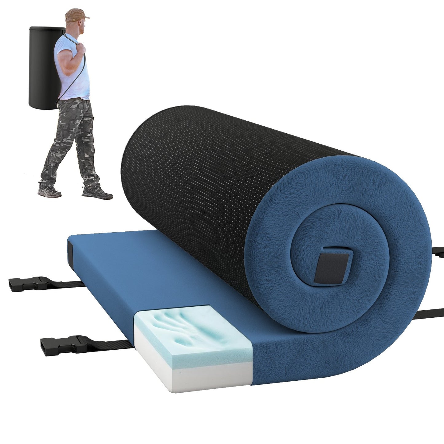Foldable Camping Mattress with High density foam Cushion and Anti-slip Bottom-Gray