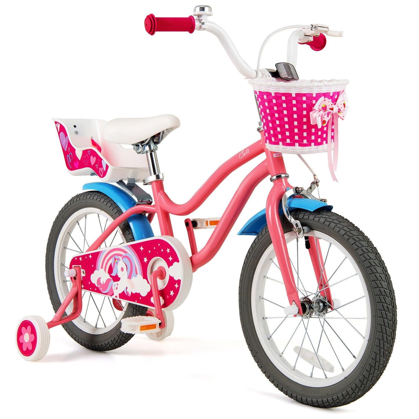 Kids Bicycle with Training Wheels and Basket for Boys and Girls Age 3-9 Years-14 inches