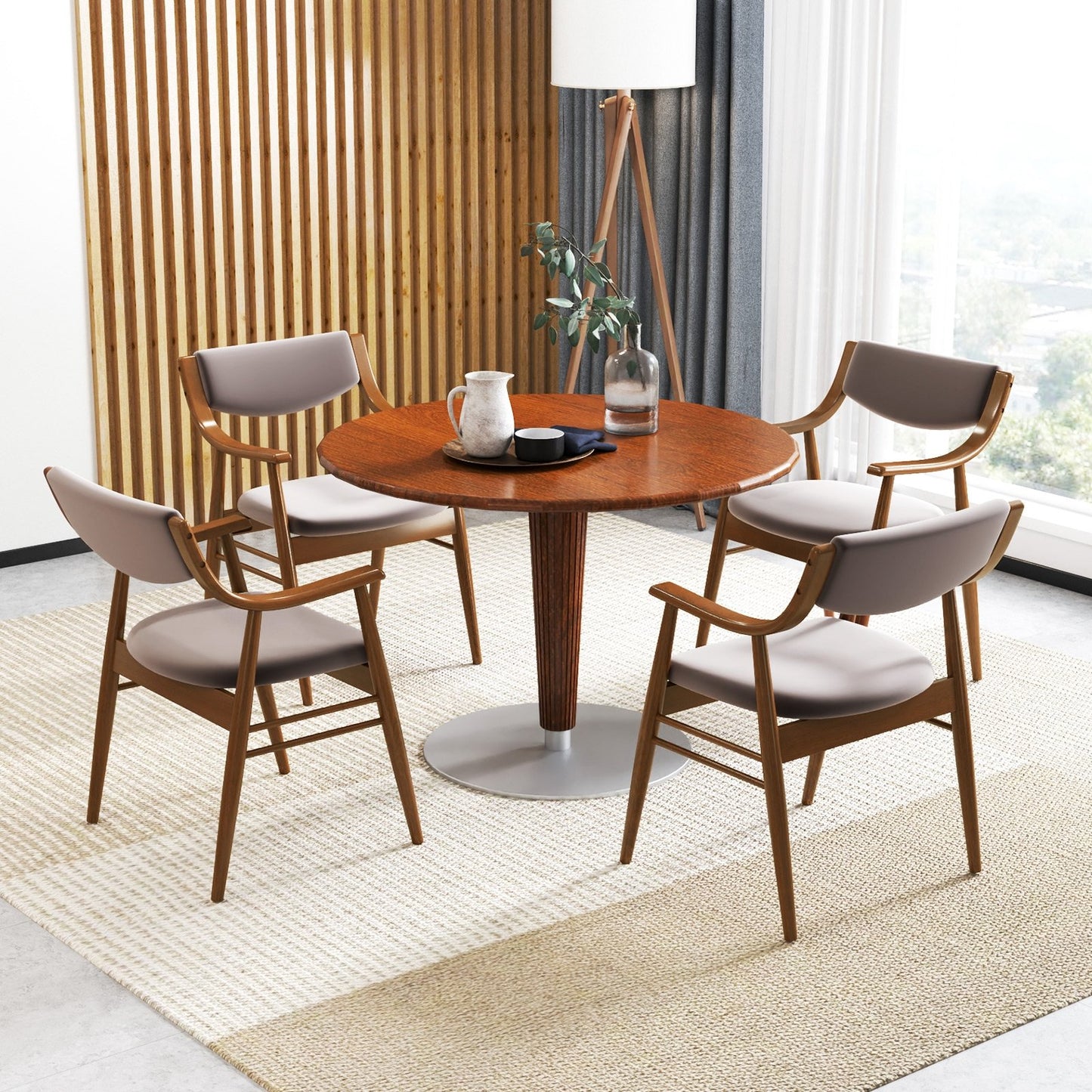 Wooden Dining Chair Set of 2 with Padded Seat and Back-Black