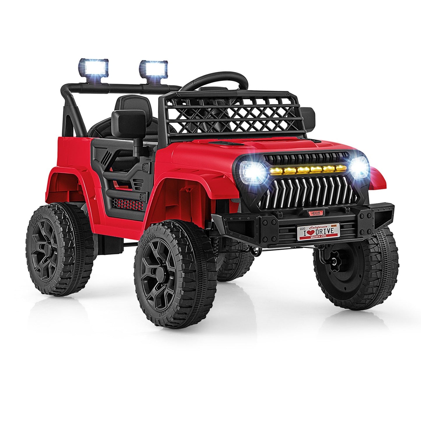 12V Kids Ride on Truck Car with Parental Remote and Music Player-Black