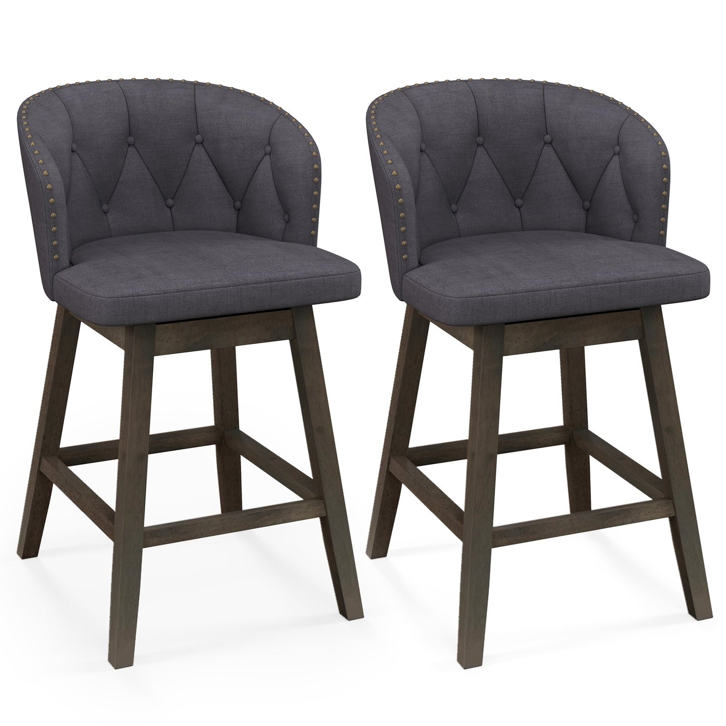 Counter Height Fabric Upholstered Bar Stools Set of 2-Beige