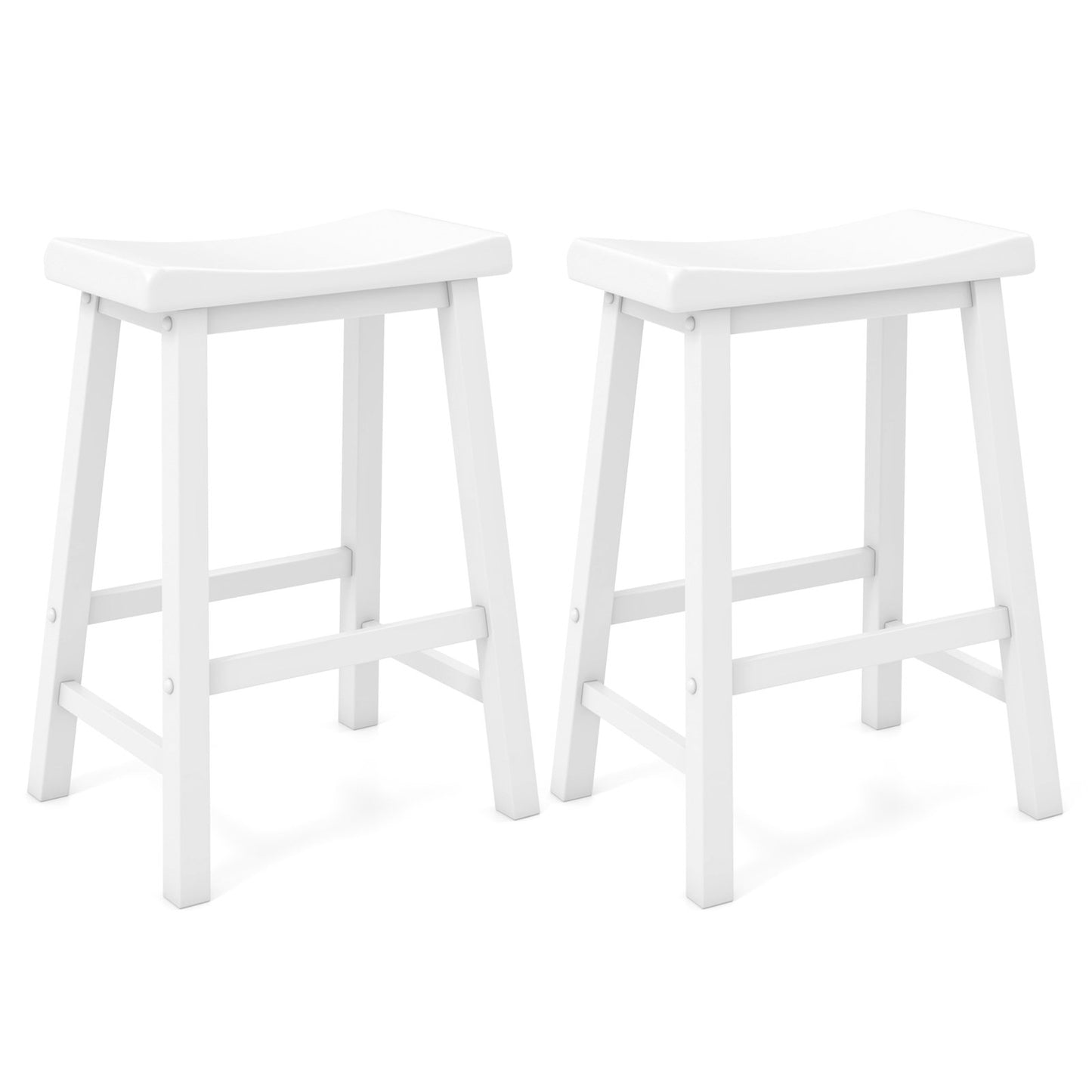 Set of 2 24 Inch Counter Height Stools with Solid Wood Legs-Black