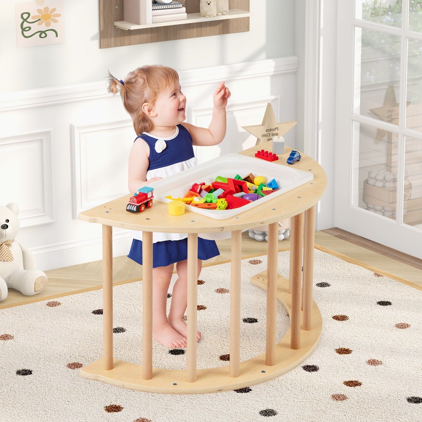 6 in 1 Kids Climbing Arch Playset wIth Removable Cushion and Stoppers-Multicolor