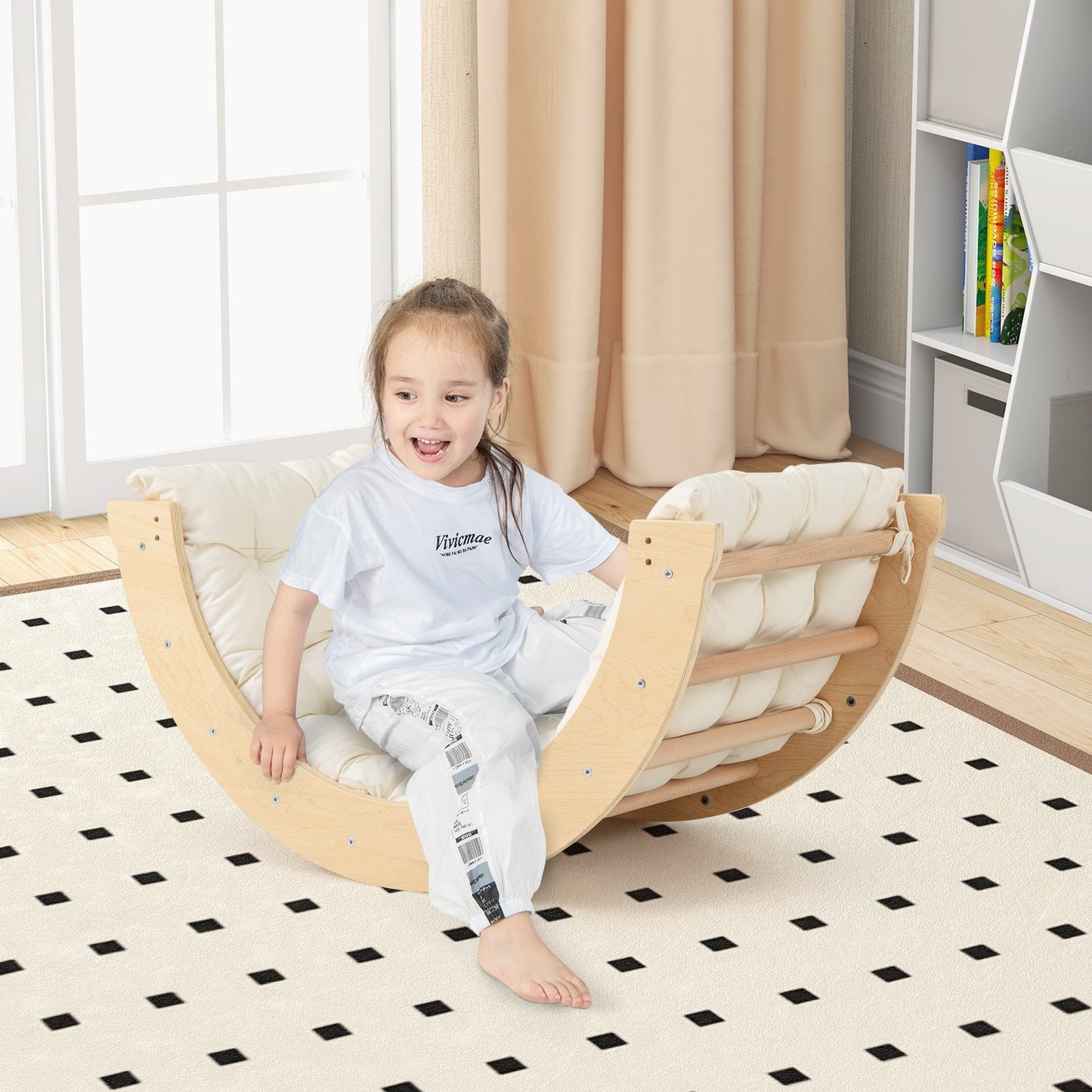 6 in 1 Kids Climbing Arch Playset wIth Removable Cushion and Stoppers-Multicolor