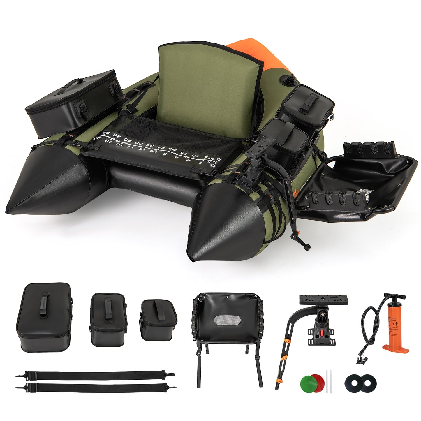 Portable Fishing Boat with 3 Detachable Storage Boxes-Green